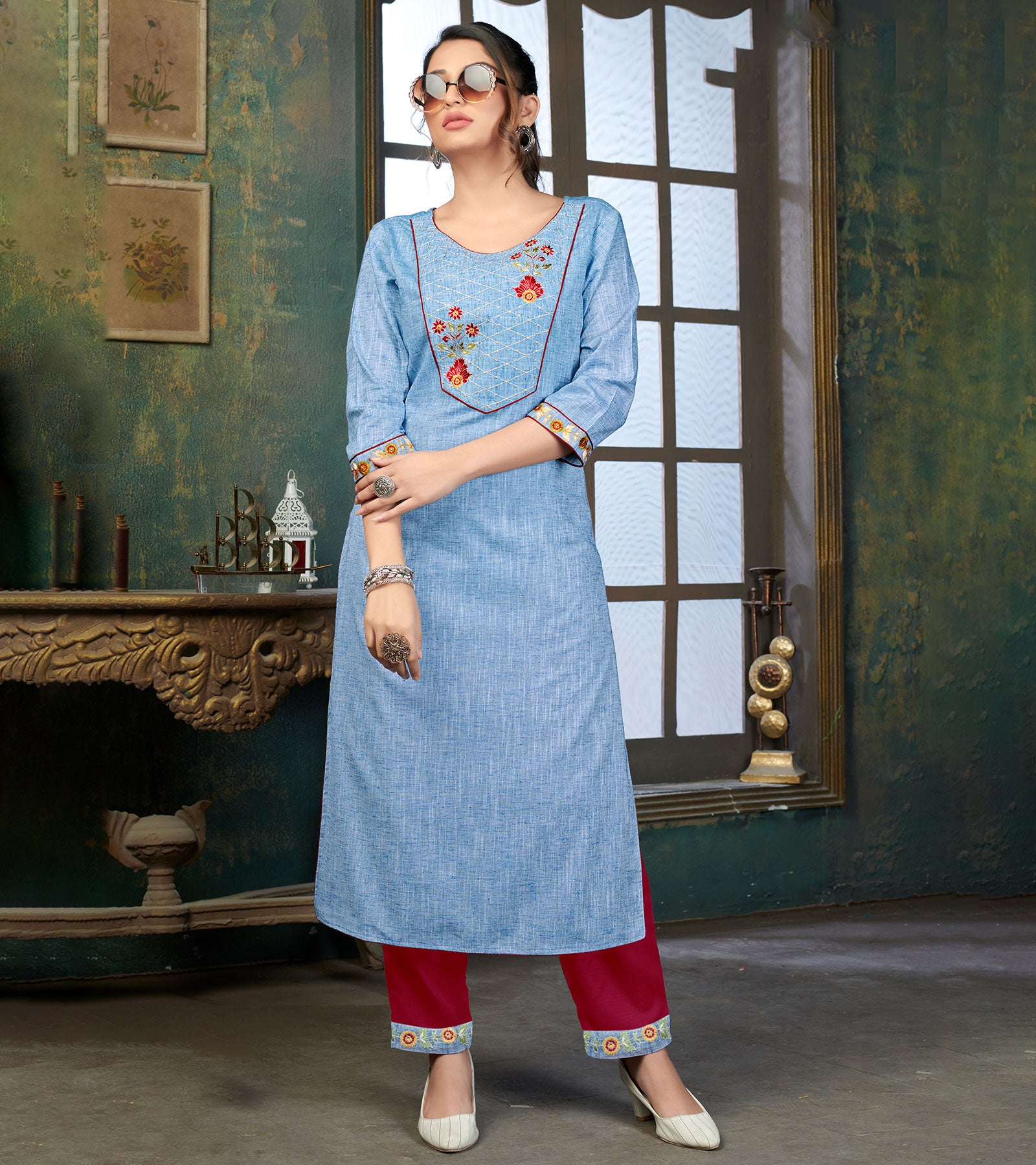 Buy Green Fusion Wear Sets for Women by Jaipur Kurti Online | Ajio.com